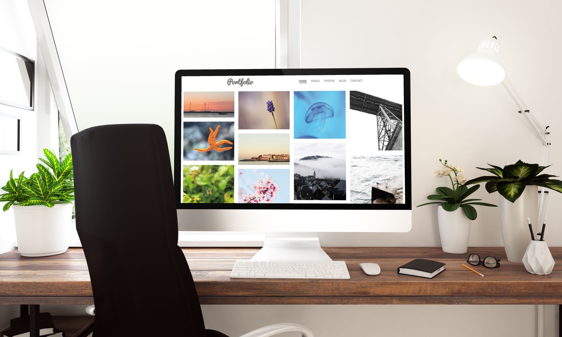 Computer photo portfolio window